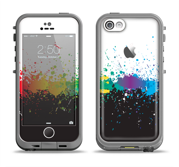 The Rainbow Paint Spatter Apple iPhone 5c LifeProof Fre Case Skin Set