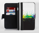 The Rainbow Paint Spatter Ink-Fuzed Leather Folding Wallet Credit-Card Case for the Apple iPhone 6/6s, 6/6s Plus, 5/5s and 5c