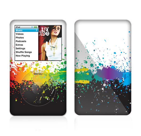 The Rainbow Paint Spatter Skin For The Apple iPod Classic