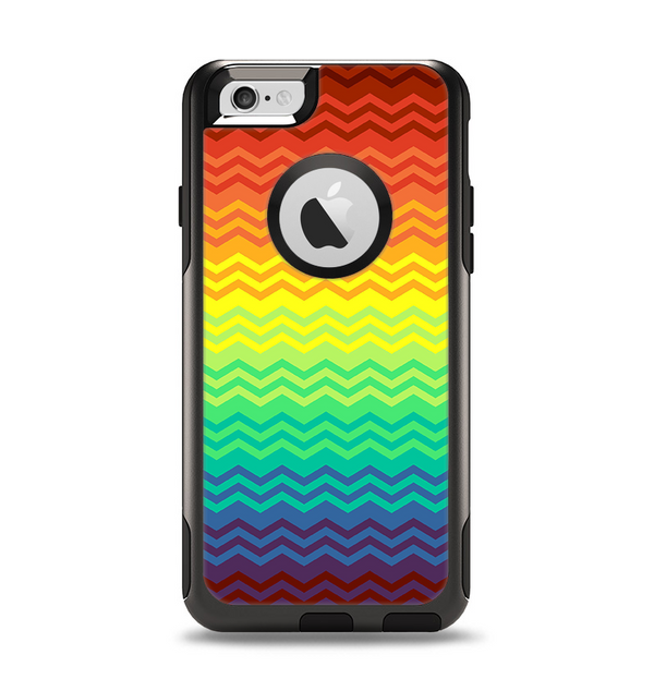 The Rainbow Thin Lined Chevron Pattern Apple iPhone 6 Otterbox Commuter Case Skin Set
