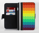 The Rainbow Thin Lined Chevron Pattern Ink-Fuzed Leather Folding Wallet Credit-Card Case for the Apple iPhone 6/6s, 6/6s Plus, 5/5s and 5c