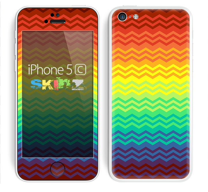 The Rainbow Thin Lined Chevron Pattern Skin for the Apple iPhone 5c
