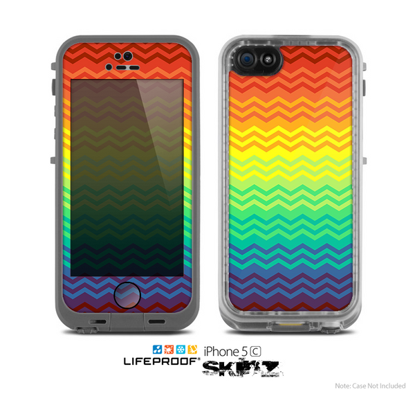 The Rainbow Thin Lined Chevron Pattern Skin for the Apple iPhone 5c LifeProof Case