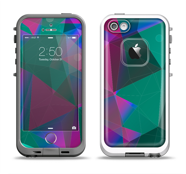 The Raised Colorful Geometric Pattern V6 Apple iPhone 5-5s LifeProof Fre Case Skin Set