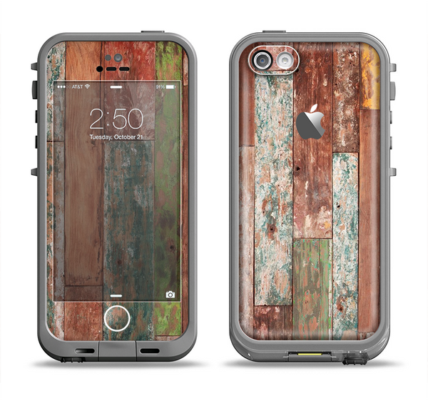 The Raw Vintage Wood Panels Apple iPhone 5c LifeProof Fre Case Skin Set