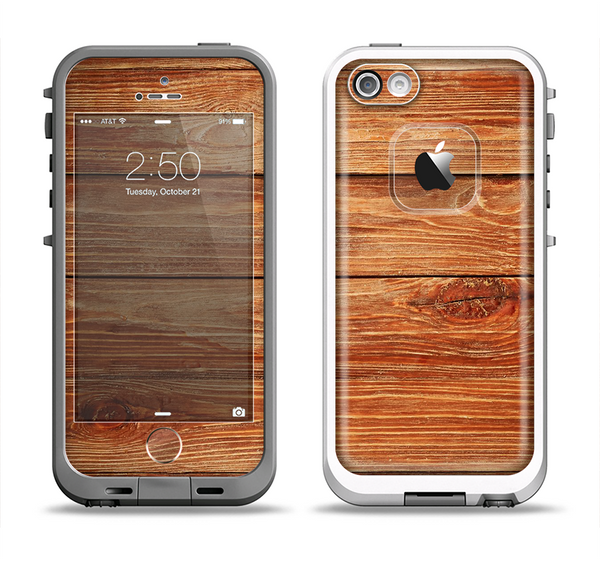 The Raw WoodGrain Apple iPhone 5-5s LifeProof Fre Case Skin Set
