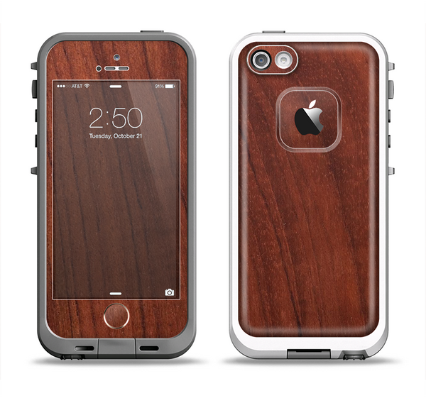 The Raw Wood Grain Texture Apple iPhone 5-5s LifeProof Fre Case Skin Set