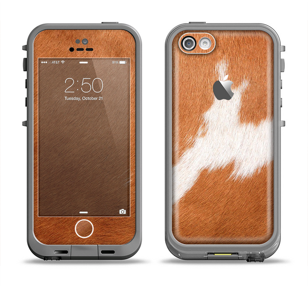 The Real Brown Cow Coat Texture Apple iPhone 5c LifeProof Fre Case Skin Set