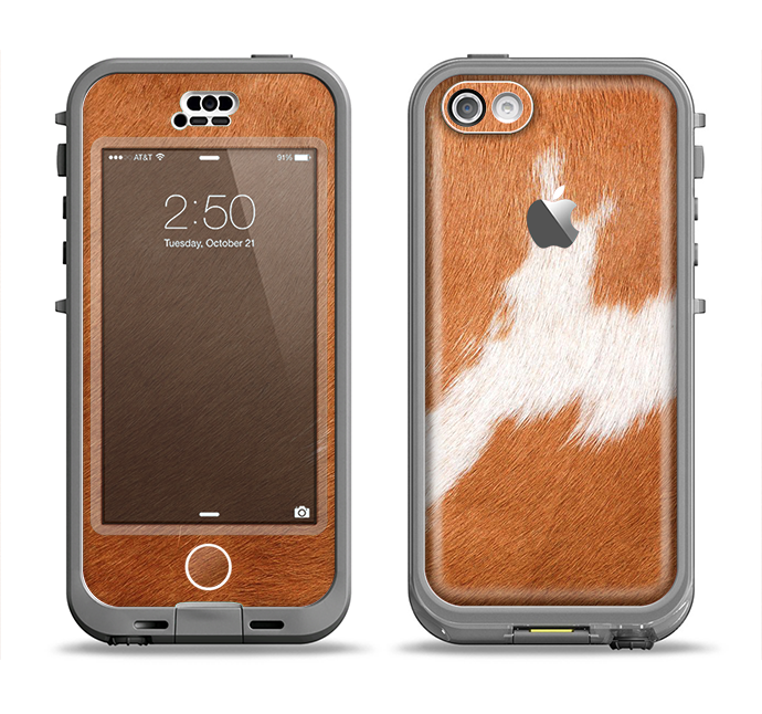 The Real Brown Cow Coat Texture Apple iPhone 5c LifeProof Nuud Case Skin Set
