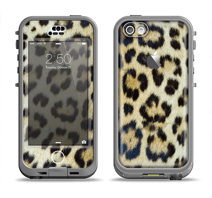 The Real Leopard Hide V3 Apple iPhone 5c LifeProof Nuud Case Skin Set