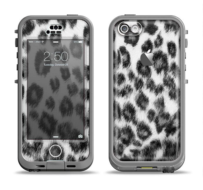 The Real Snow Leopard Hide Apple iPhone 5c LifeProof Nuud Case Skin Set