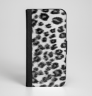 The Real Snow Leopard Hide Ink-Fuzed Leather Folding Wallet Case for the iPhone 6/6s, 6/6s Plus, 5/5s and 5c