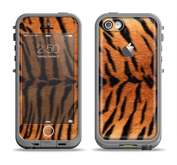 The Real Tiger Print Texture Apple iPhone 5c LifeProof Fre Case Skin Set