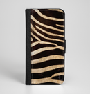 The Real Zebra Print Texture Ink-Fuzed Leather Folding Wallet Case for the iPhone 6/6s, 6/6s Plus, 5/5s and 5c