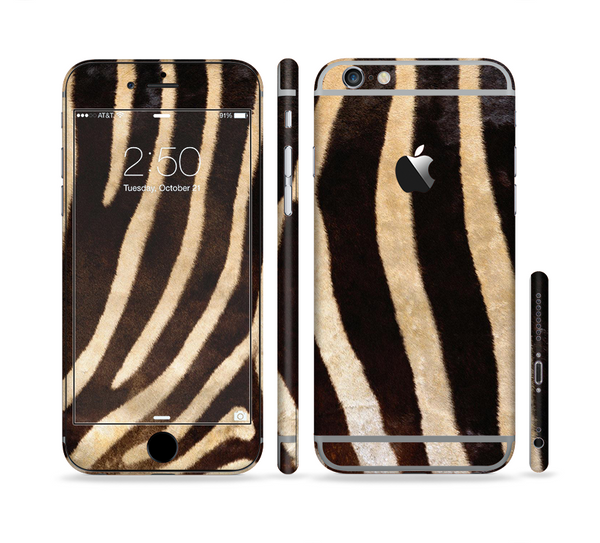 The Real Zebra Print Texture Sectioned Skin Series for the Apple iPhone 6