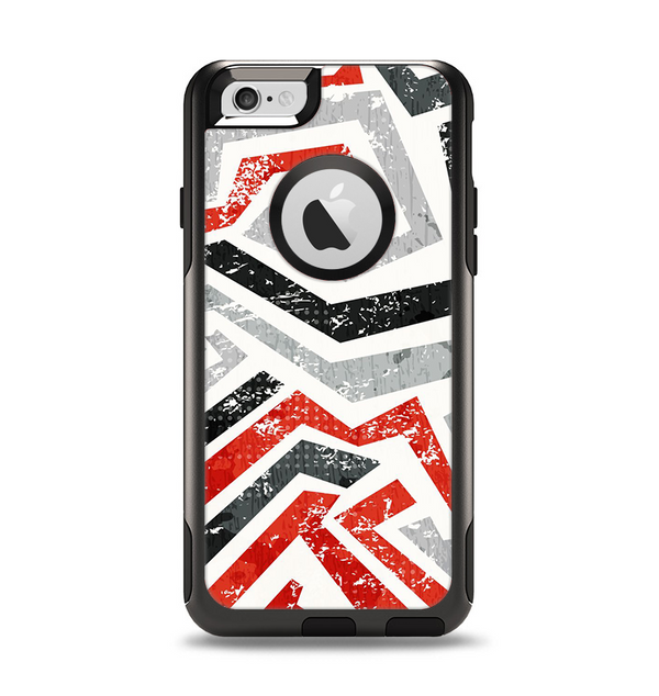 The Red-Gray-Black Abstract V3 Pattern Apple iPhone 6 Otterbox Commuter Case Skin Set