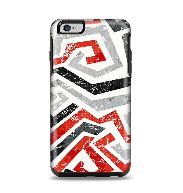 The Red-Gray-Black Abstract V3 Pattern Apple iPhone 6 Plus Otterbox Symmetry Case Skin Set