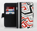 The Red-Gray-Black Abstract V3 Pattern Ink-Fuzed Leather Folding Wallet Credit-Card Case for the Apple iPhone 6/6s, 6/6s Plus, 5/5s and 5c