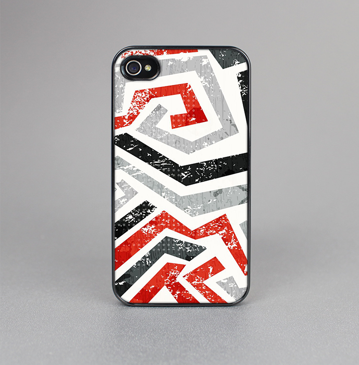 The Red-Gray-Black Abstract V3 Pattern Skin-Sert for the Apple iPhone 4-4s Skin-Sert Case