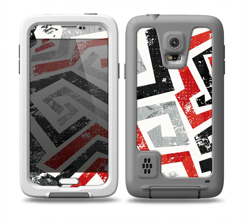 The Red-Gray-Black Abstract V3 Pattern Skin for the Samsung Galaxy S5 frē LifeProof Case