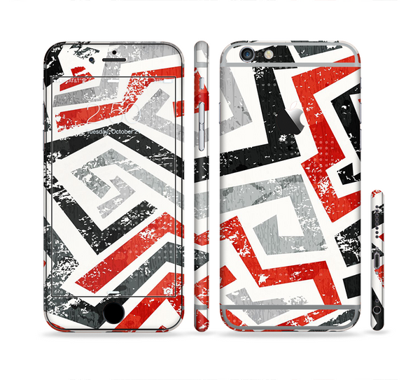 The Red-Gray-Black Abstract V3 Pattern Sectioned Skin Series for the Apple iPhone 6