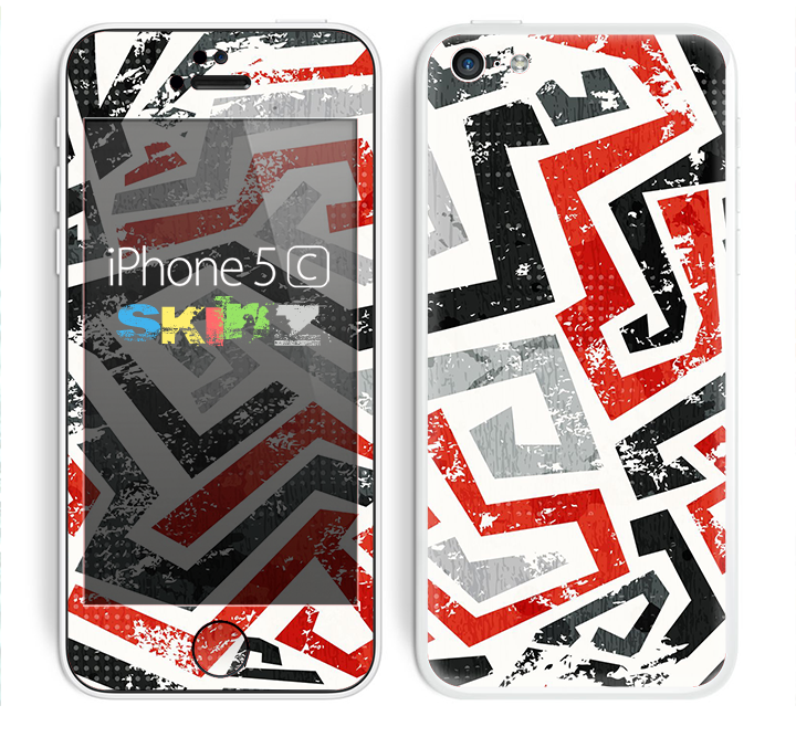 The Red-Gray-Black Abstract V3 Pattern Skin for the Apple iPhone 5c