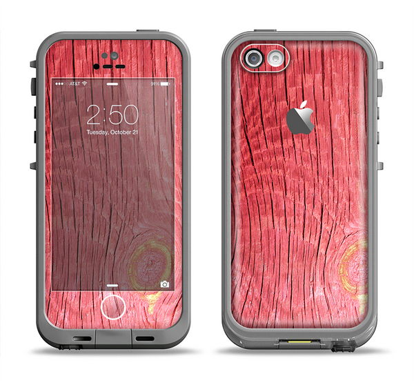 The Red-Wood with Yellow Knot Apple iPhone 5c LifeProof Fre Case Skin Set