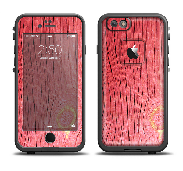 The Red-Wood with Yellow Knot Apple iPhone 6 LifeProof Fre Case Skin Set