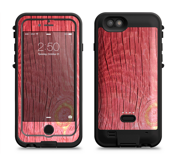 The Red-Wood with Yellow Knot Apple iPhone 6/6s LifeProof Fre POWER Case Skin Set