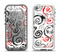 The Red Accented Grayscale Swirl Pattern Apple iPhone 5-5s LifeProof Fre Case Skin Set