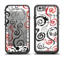 The Red Accented Grayscale Swirl Pattern Apple iPhone 6/6s LifeProof Fre Case Skin Set