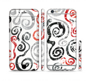 The Red Accented Grayscale Swirl Pattern Sectioned Skin Series for the Apple iPhone 6s Plus