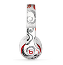 The Red Accented Grayscale Swirl Pattern Skin for the Beats by Dre Studio (2013+ Version) Headphones