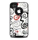 The Red Accented Grayscale Swirl Pattern Skin for the iPhone 4-4s OtterBox Commuter Case