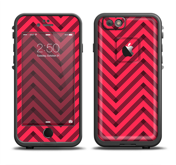 The Red & Black Sketch Chevron Apple iPhone 6 LifeProof Fre Case Skin Set