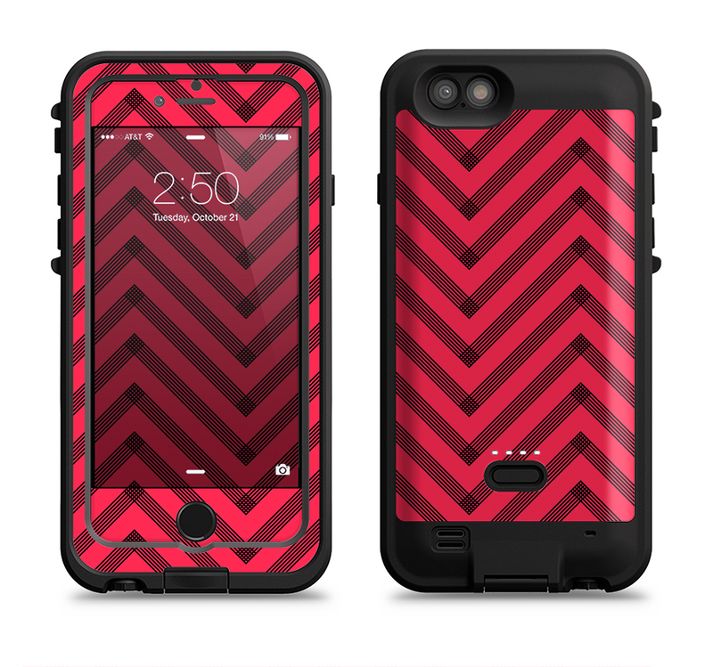 The Red & Black Sketch Chevron Apple iPhone 6/6s LifeProof Fre POWER Case Skin Set