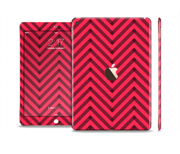 The Red & Black Sketch Chevron Skin Set for the Apple iPad Pro