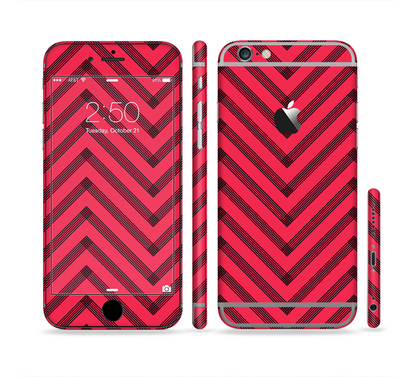 The Red & Black Sketch Chevron Sectioned Skin Series for the Apple iPhone 6s