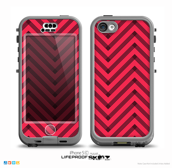 The Red & Black Sketch Chevron Skin for the iPhone 5c nüüd LifeProof Case