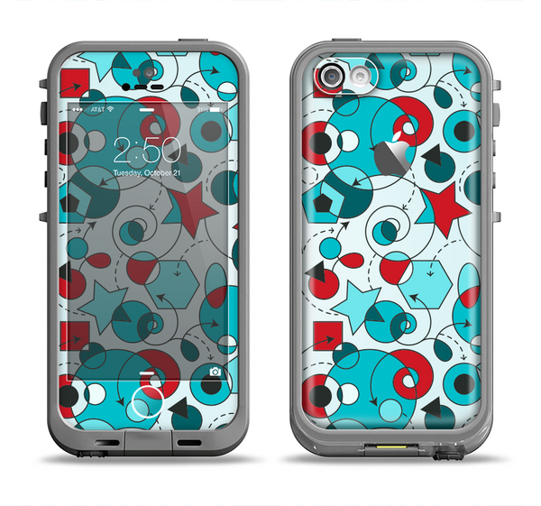 The Red & Blue Abstract Shapes Apple iPhone 5c LifeProof Fre Case Skin Set
