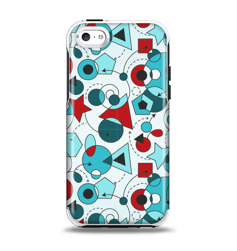 The Red & Blue Abstract Shapes Apple iPhone 5c Otterbox Symmetry Case Skin Set