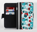 The Red & Blue Abstract Shapes Ink-Fuzed Leather Folding Wallet Credit-Card Case for the Apple iPhone 6/6s, 6/6s Plus, 5/5s and 5c