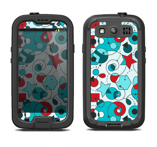 The Red & Blue Abstract Shapes Samsung Galaxy S3 LifeProof Fre Case Skin Set