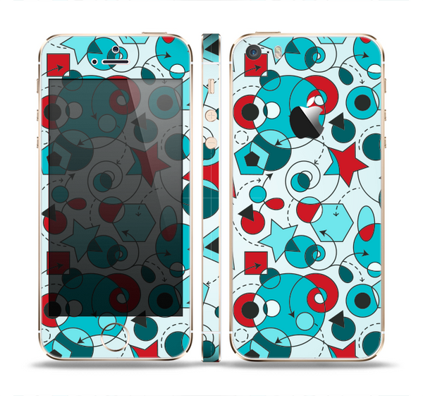 The Red & Blue Abstract Shapes Skin Set for the Apple iPhone 5s