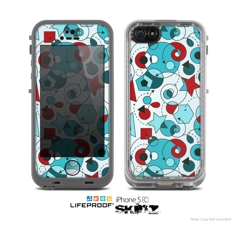 The Red & Blue Abstract Shapes Skin for the Apple iPhone 5c LifeProof Case