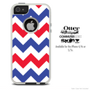 The Red & Blue Chevron Skin For The iPhone 4-4s or 5-5s Otterbox Commuter Case