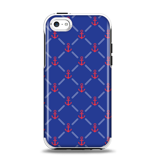 The Red & Blue Seamless Anchor Pattern Apple iPhone 5c Otterbox Symmetry Case Skin Set