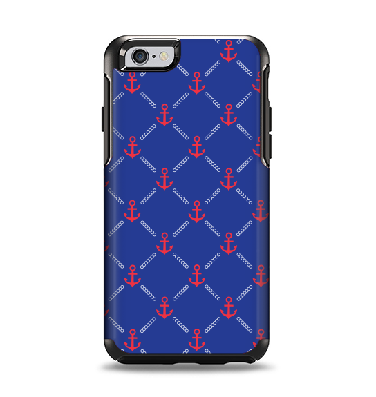 The Red & Blue Seamless Anchor Pattern Apple iPhone 6 Otterbox Symmetry Case Skin Set