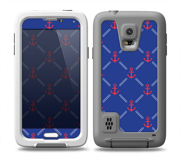 The Red & Blue Seamless Anchor Pattern Skin for the Samsung Galaxy S5 frē LifeProof Case