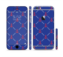 The Red & Blue Seamless Anchor Pattern Sectioned Skin Series for the Apple iPhone 6s Plus